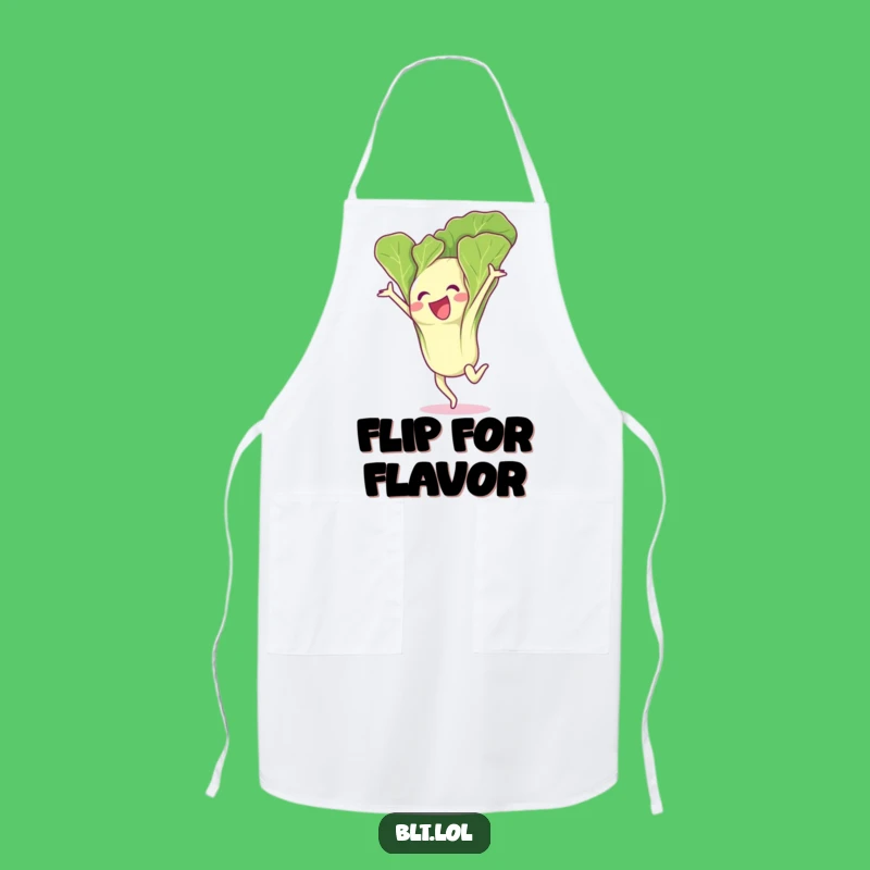 Funny Excited Lettuce Leaf Gymnastics Flip Apron - Cook with Flair