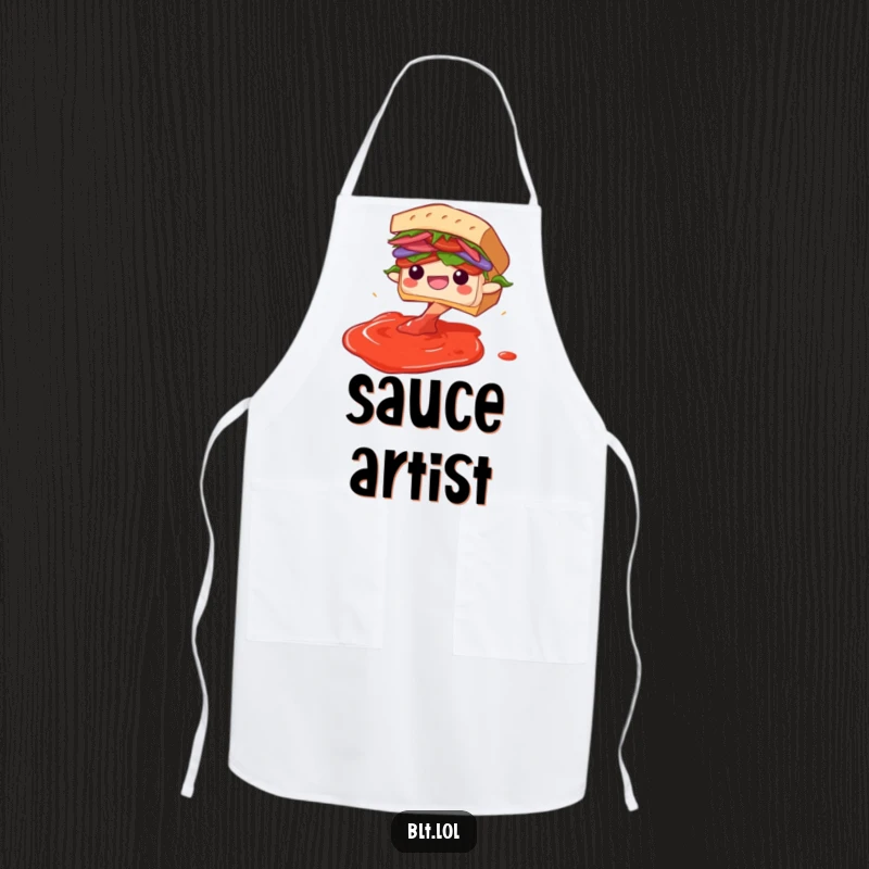 Funny Diving BLT Sandwich Apron: A chef's apron adorned with a BLT character's hilarious and gleeful dive into an imaginary sauce pool.