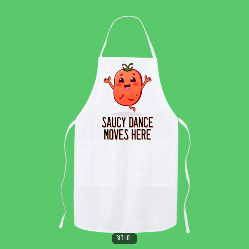 Funny Bouncy Tomato Slice Apron - Energetic Veggie Dance Gift for Fun Kitchen