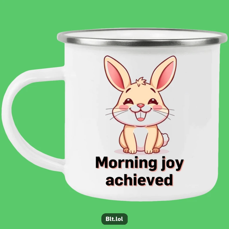 Durable Funny Happy Bun Grinning Camping Mug - Outdoor Fun Gift