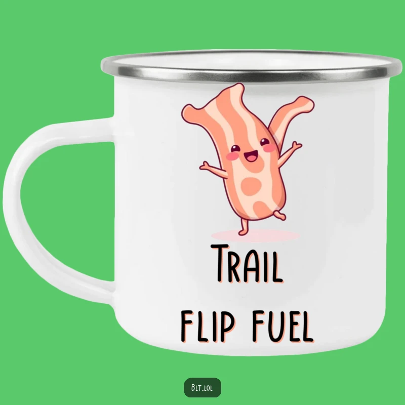 Funny Bacon Cartwheel Camping Mug: Breakfast Fuel for Adventure