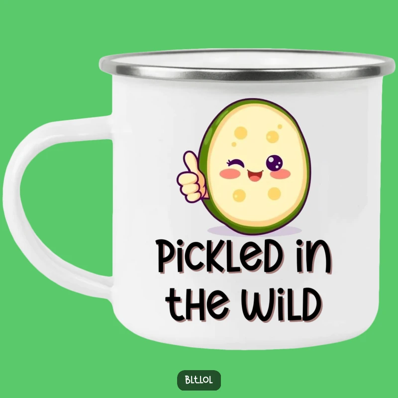Funny Happy Pickle Thumbs Up Camping Mug - Positive Outdoor Gift
