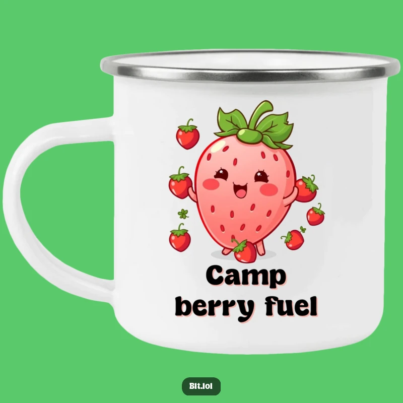 Funny Kawaii Strawberry Juggling Camping Mug: Berry Good Brew for Adventures