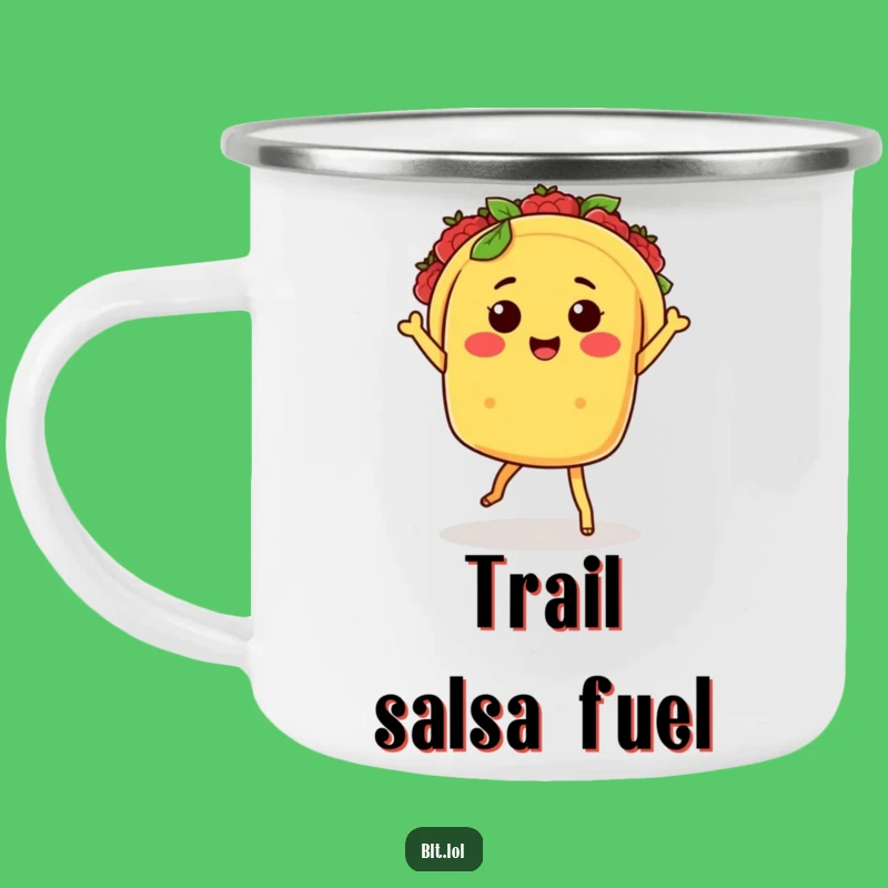 Funny Kawaii Taco Salsa Dancer Camping Mug: Adventure Fuel for Laugh Lovers
