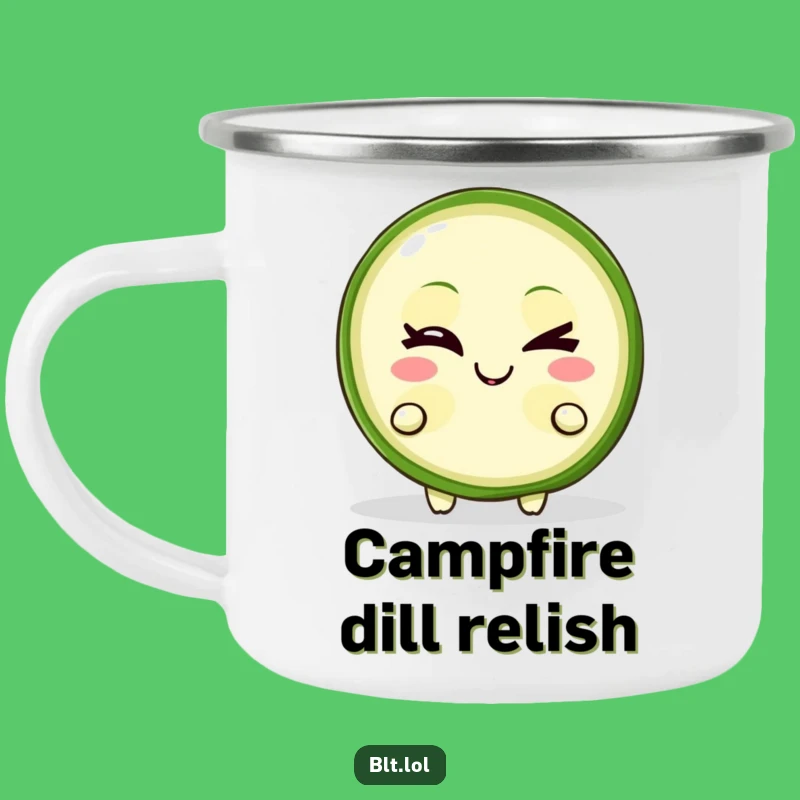 Funny Pickle Slice Camping Mug Durable Winking Character Outdoor Foodie Gift