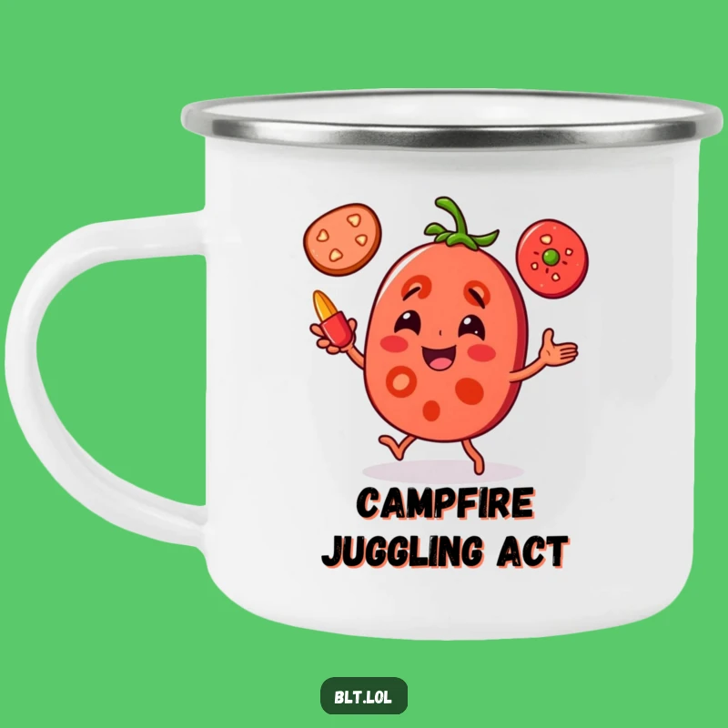 Funny Tomato Juggling Camping Mug - Durable & Comical Outdoor Drinkware, Gift