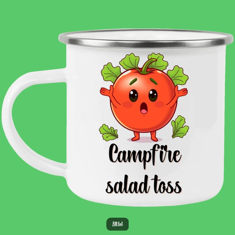 Funny Tomato Juggling Camping Mug: Durable Veggie Humor for Outdoors & Gift Giving