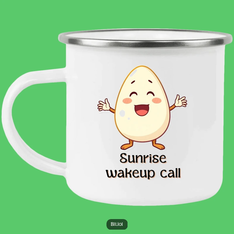 Funny Waving Egg Camping Mug: Cheerful Trail Companion Gift