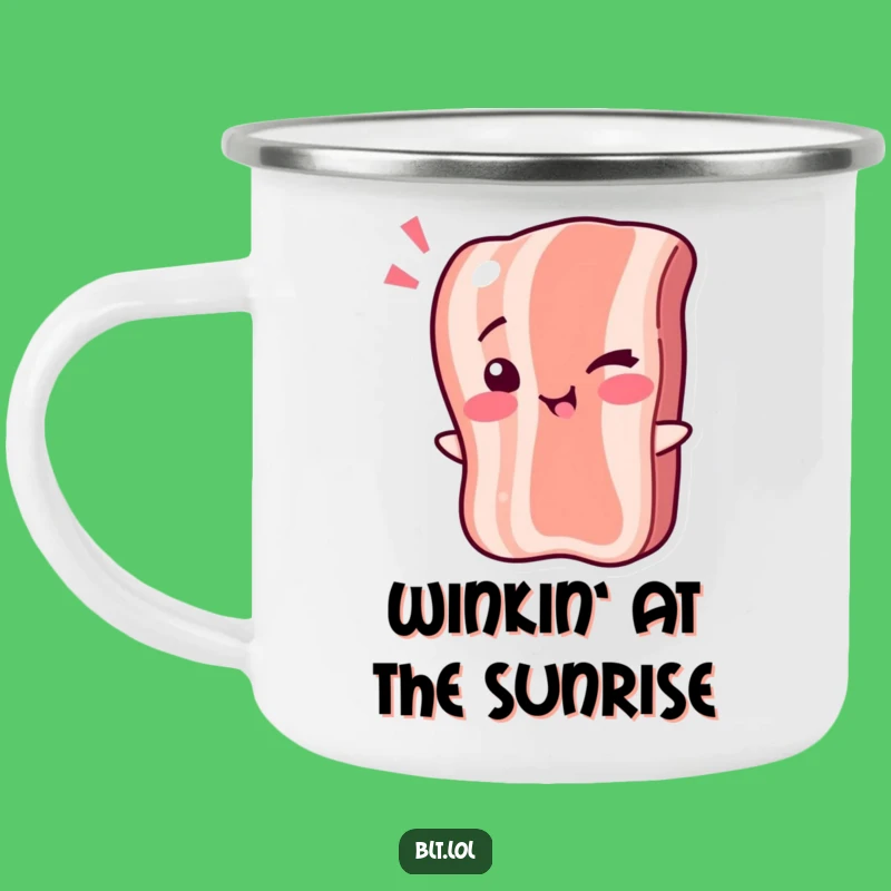 Funny Winking Bacon Camping Mug - Sizzling Breakfast Gift for Playful Campers