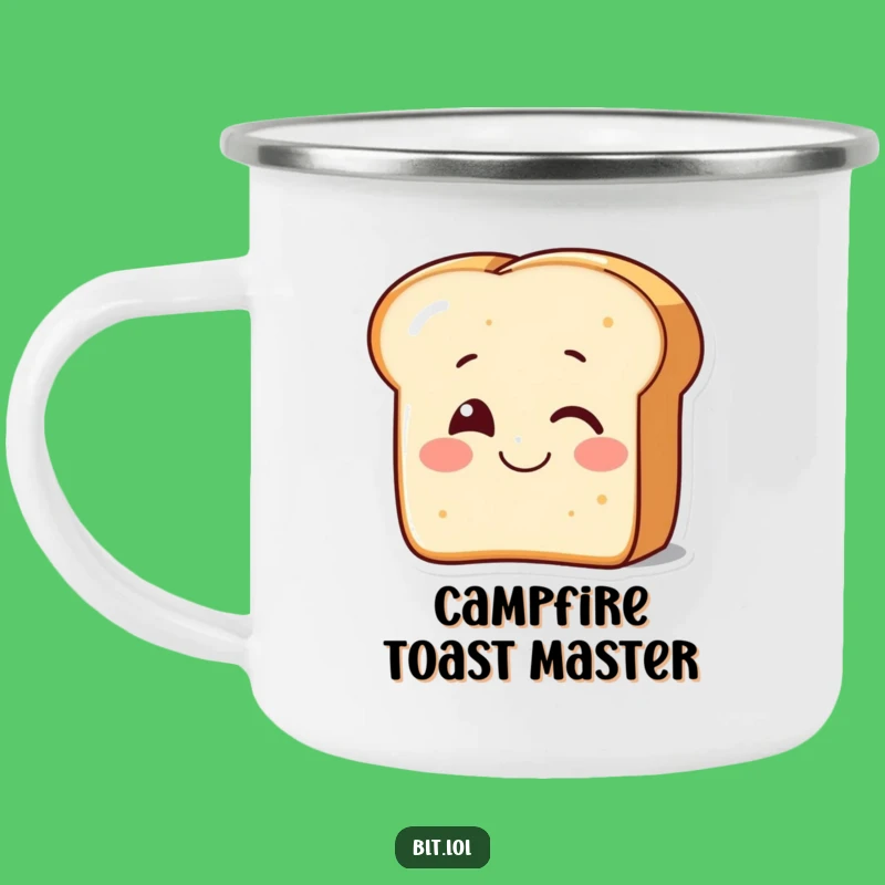 Funny Winking Bread Camping Mug - Smiling Toast Outdoor Gift