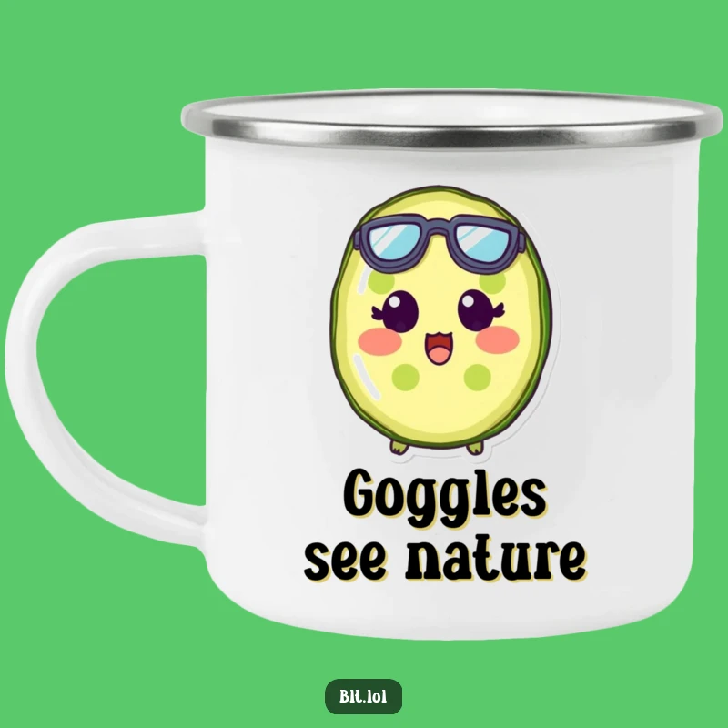 Campfire Surprise: Funny Pickle Slice Goggles Camping Mug