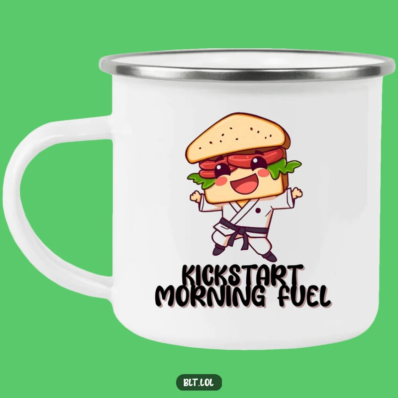 Adventure-Ready Funny BLT Sandwich Karate Kick Camping Mug