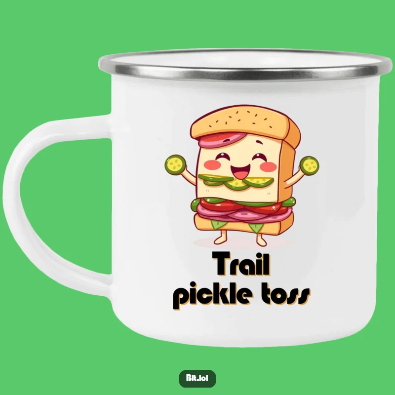 Funny Juggling BLT Sandwich Camping Mug: Outdoor Pickle Fun, Great Gift