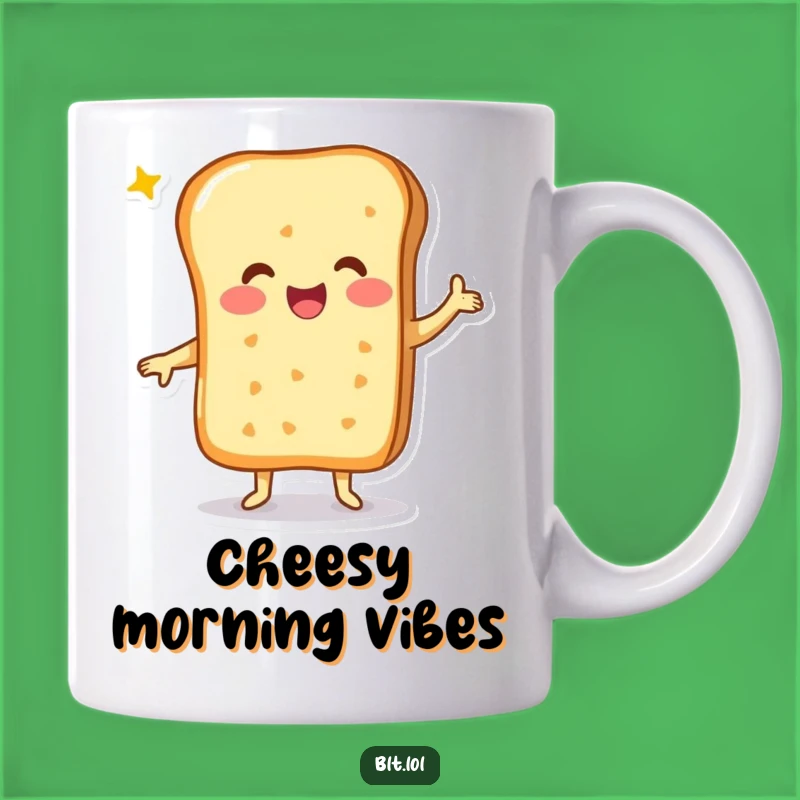 Funny Cheesy Bread Happy Dance Mug - Joyful Foodie & Comfort Food Gift