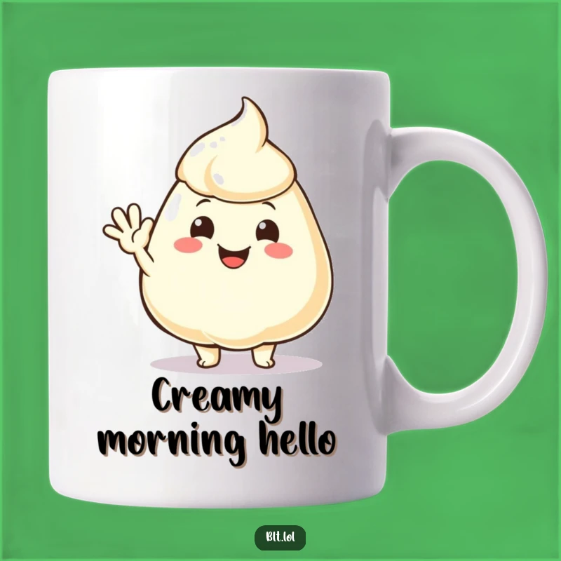 Funny Mayo Dollop Waving Mug: Spread Smiles with Condiment Cheer!