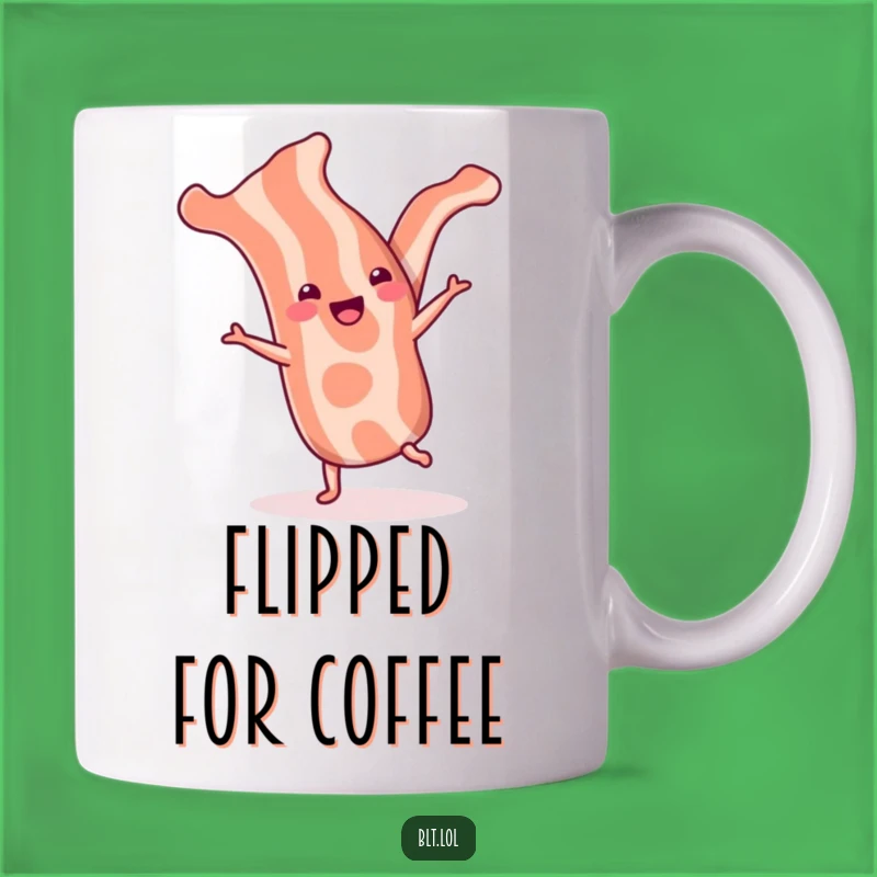 Funny Bacon Cartwheel Mug: Cheerful Breakfast Treat for Fun Lovers