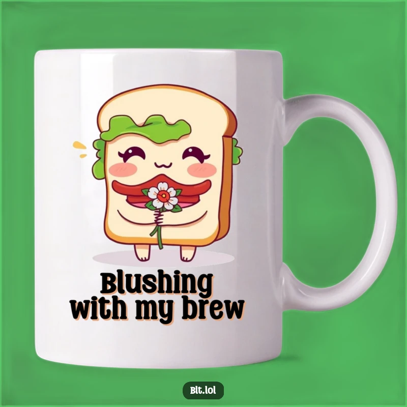 Funny Bashful BLT Sandwich Mug: Floral Bouquet Character Perfect Funny Gift