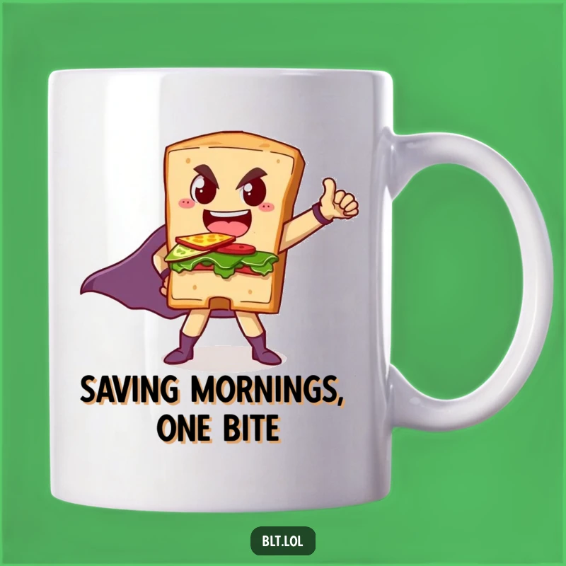 Funny BLT Superhero Sandwich Mug: A Hilarious Heroic Gift for Sandwich Lovers and Comic Fans