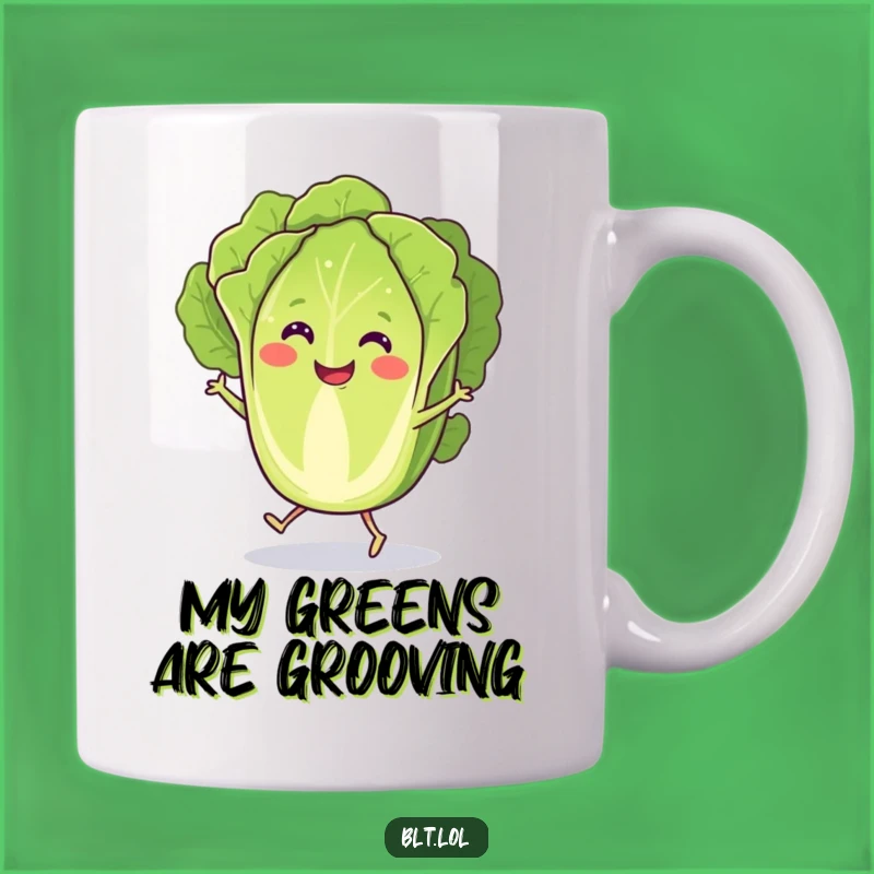Funny Lettuce Jig Mug: A Joyful Vegetable Character Design, Perfect Funny Gift!