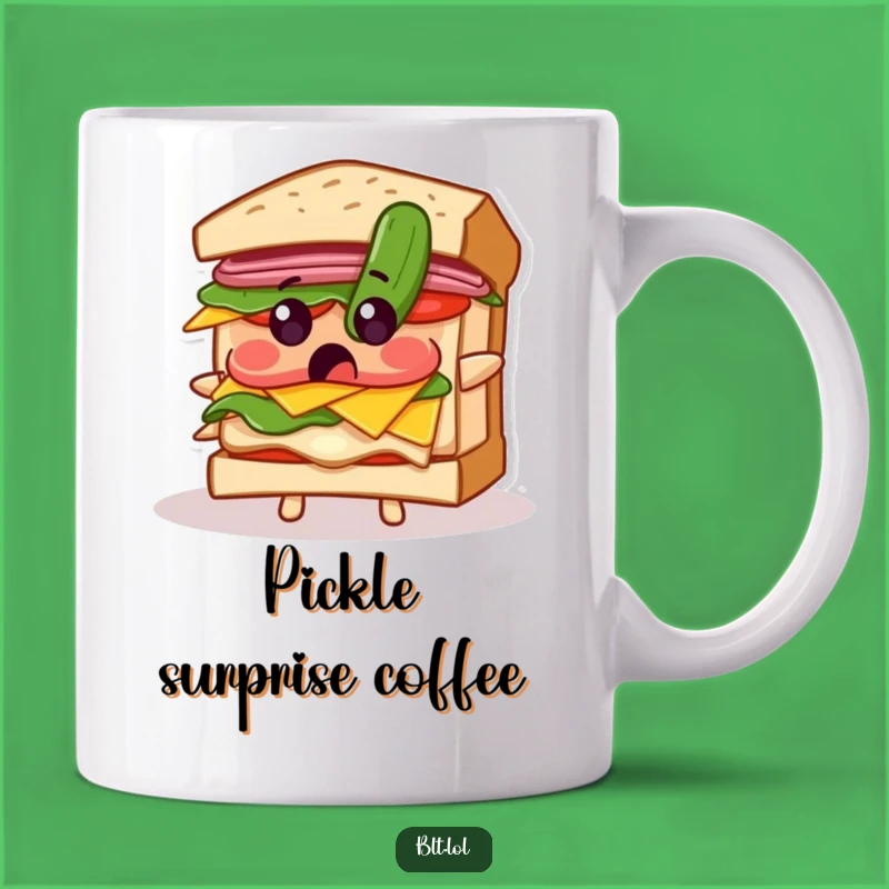 Funny Surprised BLT Sandwich Pickle Mug: A Hilarious Reaction Gift for Sandwich Lovers