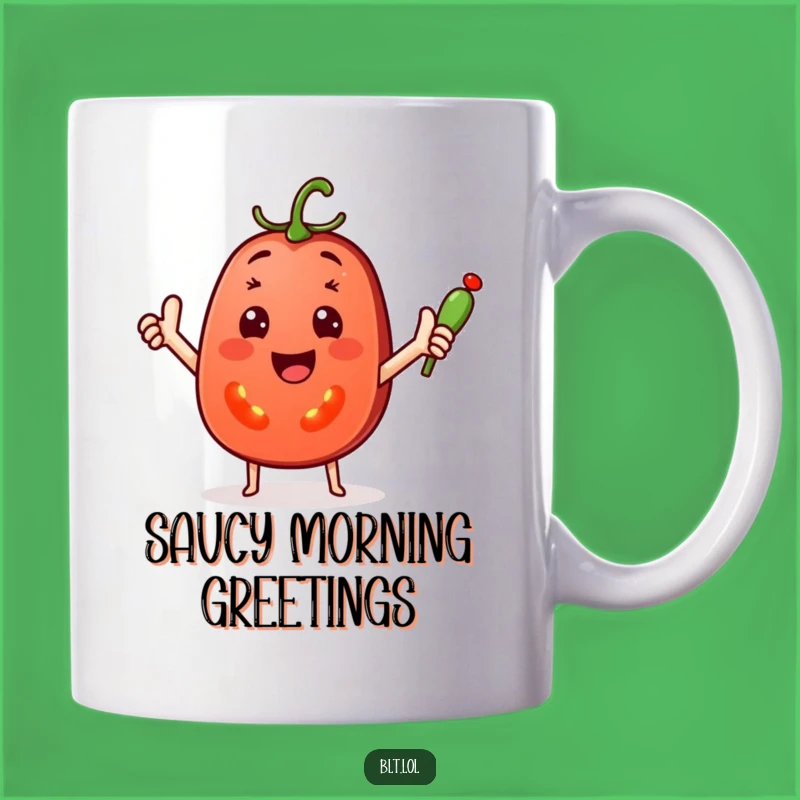 Funny Tomato Wave Mug: Cheerful Veggie Character, Perfect Funny Gift for Pickle Lovers!