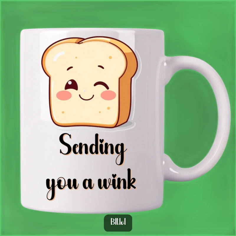 Funny Winking Bread Mug - Smiling Toast Cute Breakfast Gift