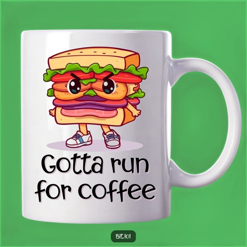 Funny Determined BLT Sandwich Mug: Running Character Perfect Funny Gift