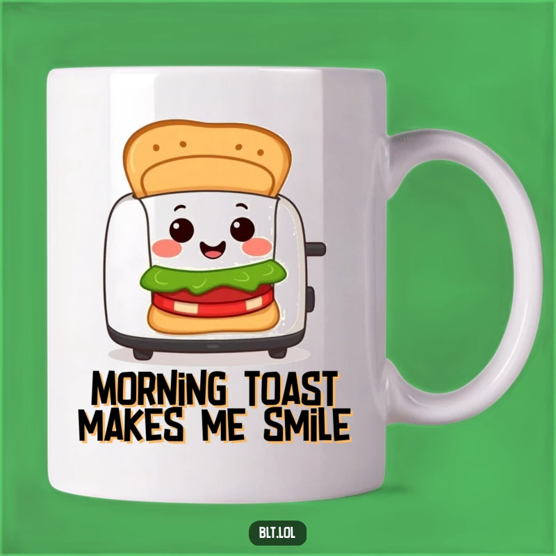 Funny Toaster BLT Sandwich Mug: Cheerful Breakfast Character Perfect Funny Gift