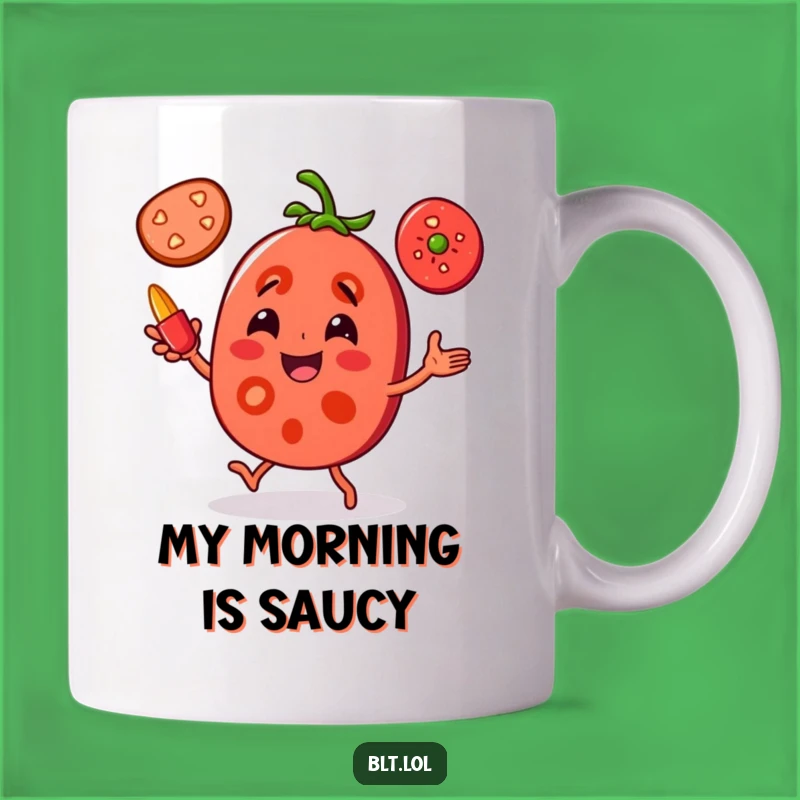 Funny Tomato Juggling Mug - Joyful Veggie Character Gift for Kitchen Fun