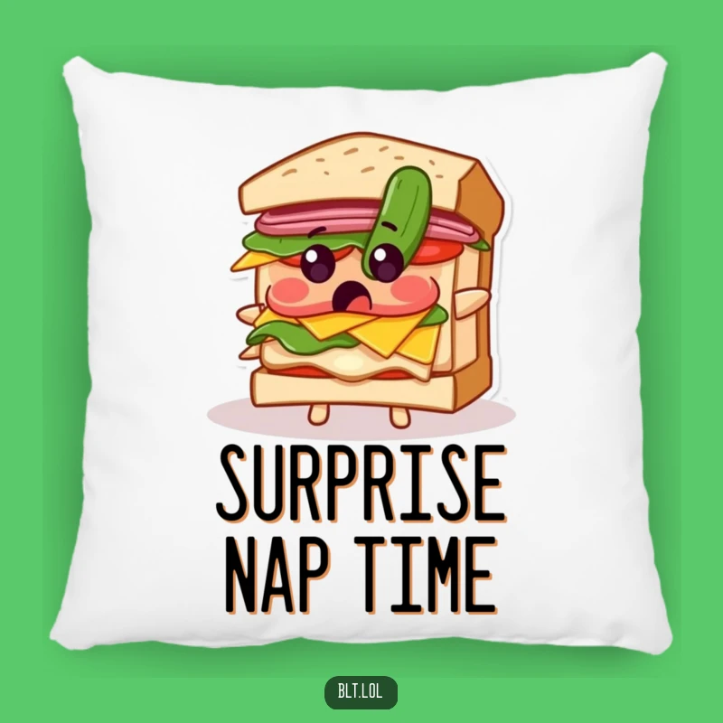 Comfy Funny Surprised BLT Sandwich Pickle Pillow: Lounge with Hilarious Comfort and Shocking Fun