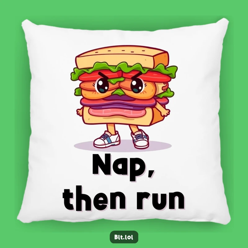 Funny Determined BLT Sandwich Pillow: Running Cozy Funny Gift
