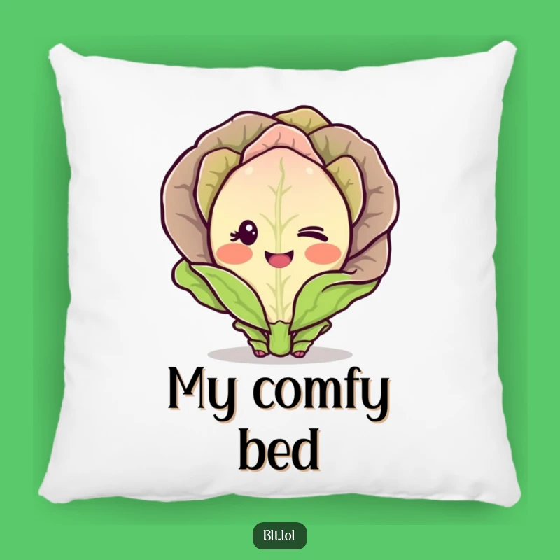 Funny Blushing Lettuce Pillow Cute Winking Vegetable Character Home Decor Gift