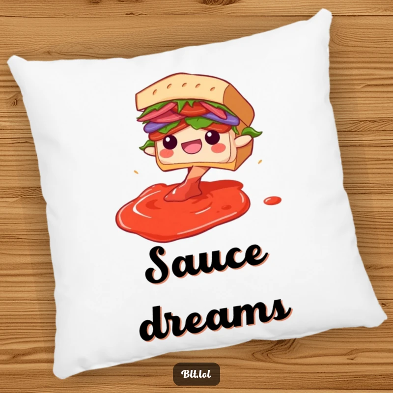 Funny Diving BLT Sandwich Pillow: A soft cushion featuring a BLT character's joyful dive into an imaginary sauce pool for humorous relaxation.