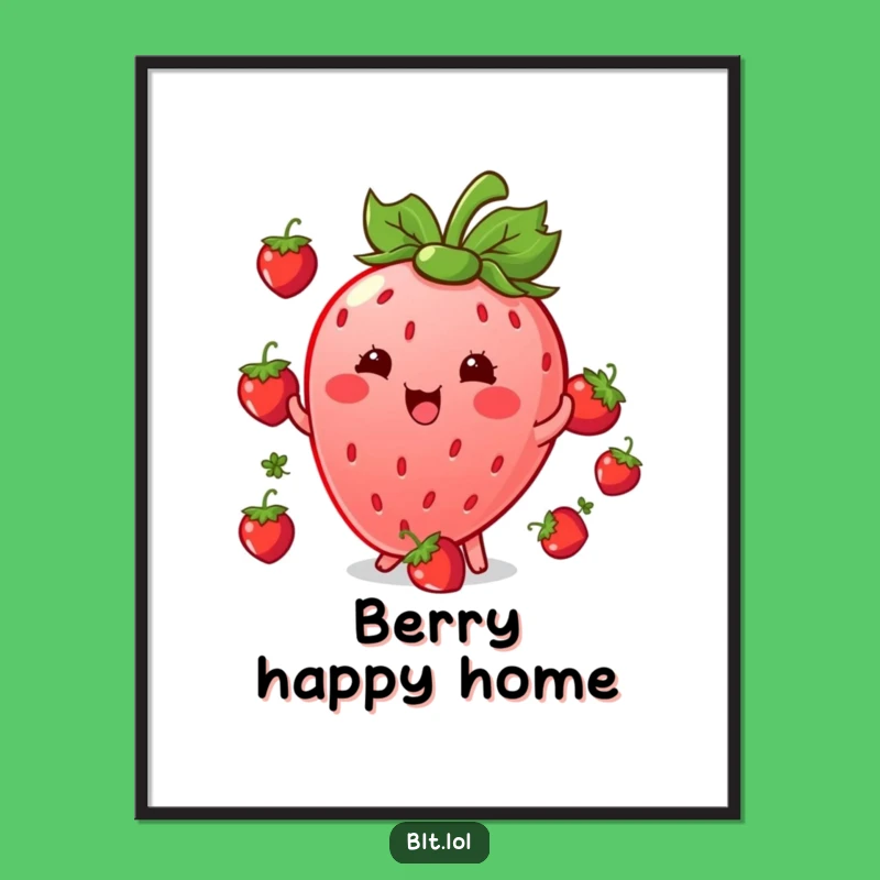 Funny Kawaii Strawberry Juggling Print: Instant Cheerful Decor for Walls