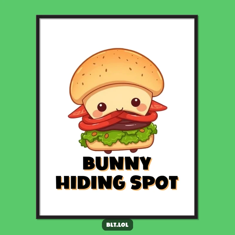 Funny Peek-a-Boo BLT Sandwich Digital Print - Instant Whimsical Wall Art
