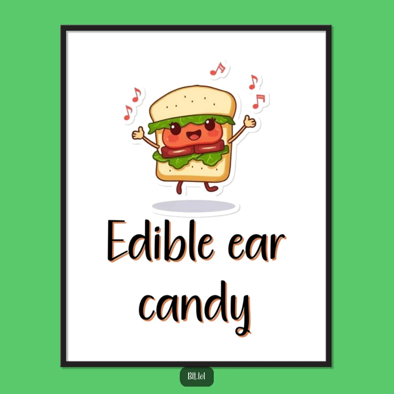 Funny Dancing BLT Sandwich Digital Print - Instant Musical Wall Art