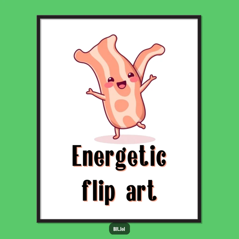 Funny Bacon Cartwheel Digital Art: Instant Cheerful Decor for Foodies