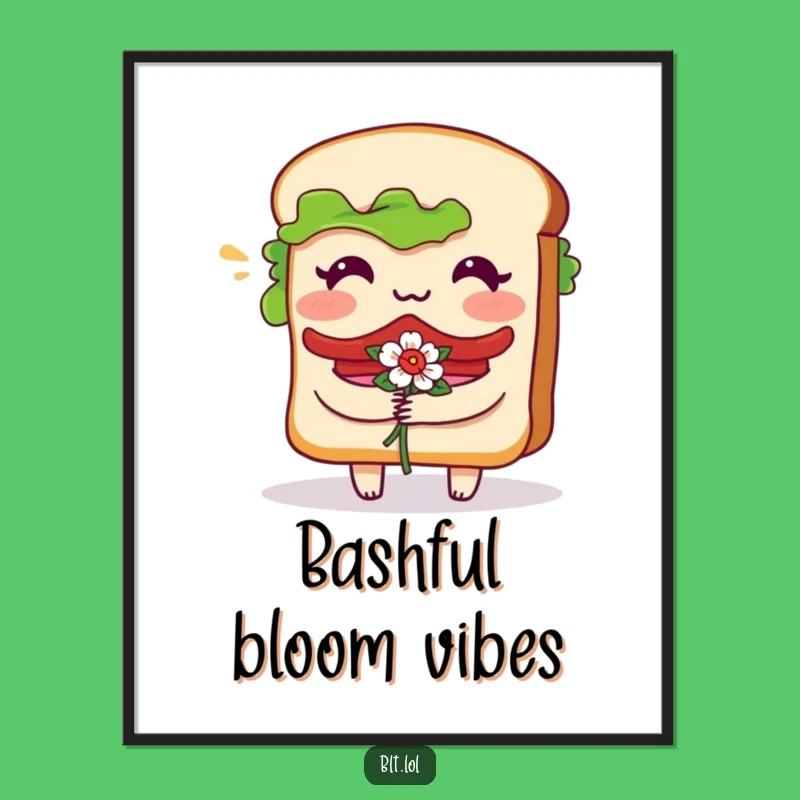 Funny Bashful BLT Sandwich Digital Art: Floral Instant Funny Gift