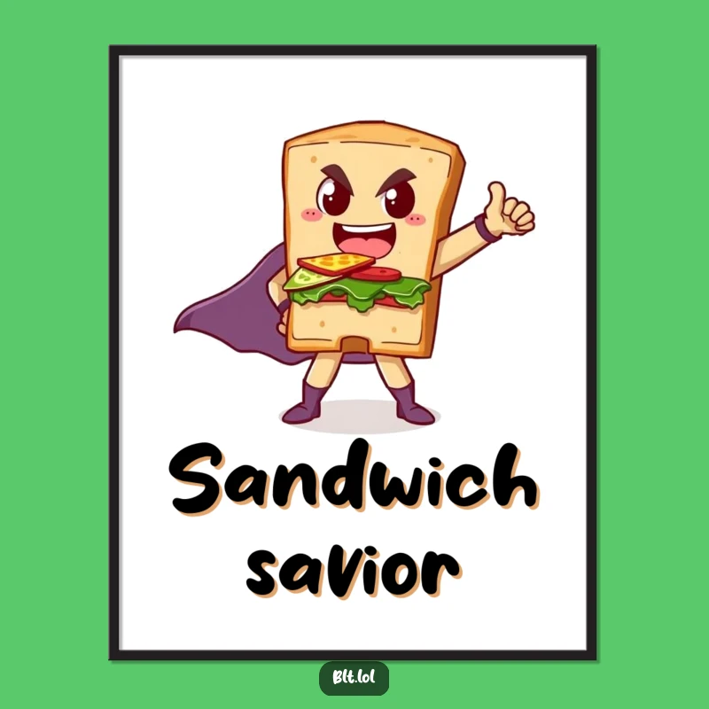 Funny BLT Superhero Sandwich Digital Art: Instant Heroic Decor for Comic Lovers