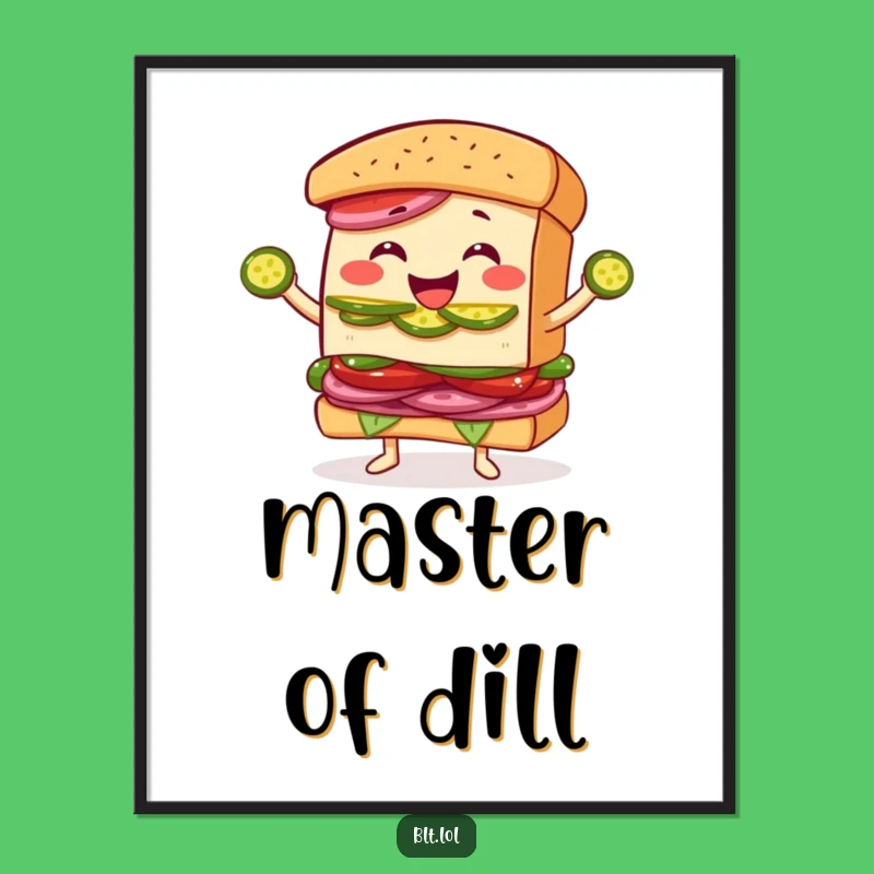 Funny Juggling BLT Sandwich Digital Art: Pickle Slice Humor, Gift Ready