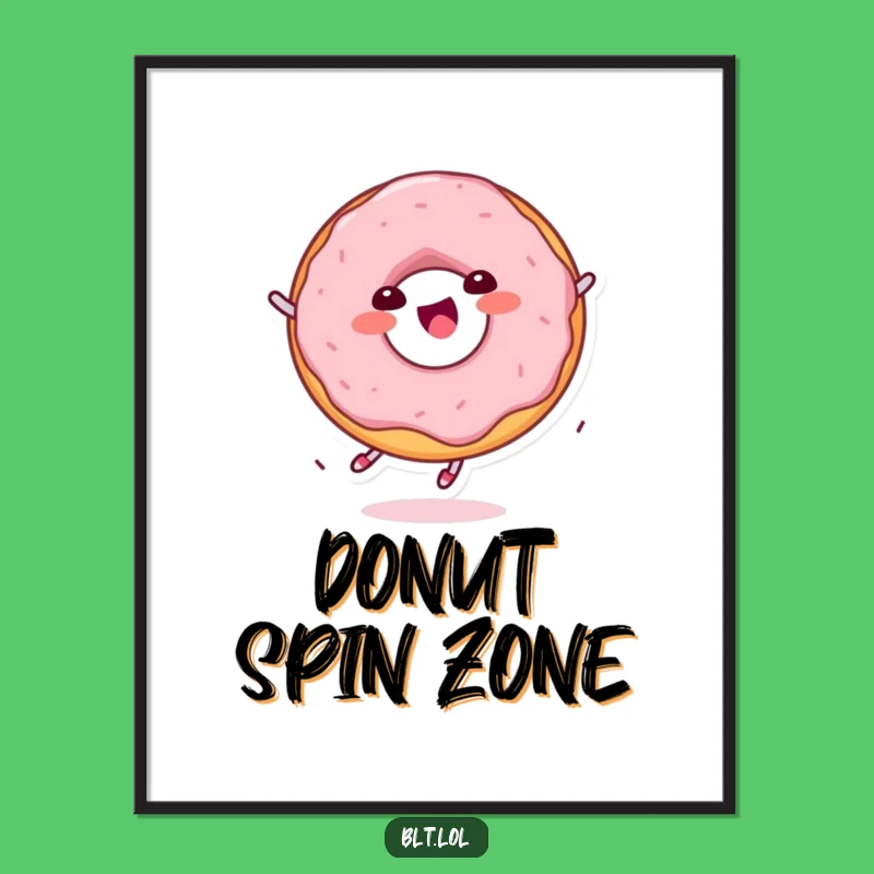 Funny Kawaii Donut Spinning Print: Instant Cheerful Decor for Walls