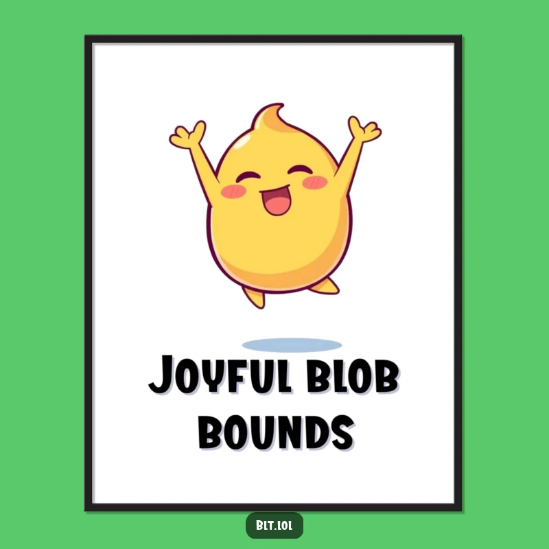 Funny Mustard Blob Leaping Digital Print: Instant Burst of Joy!