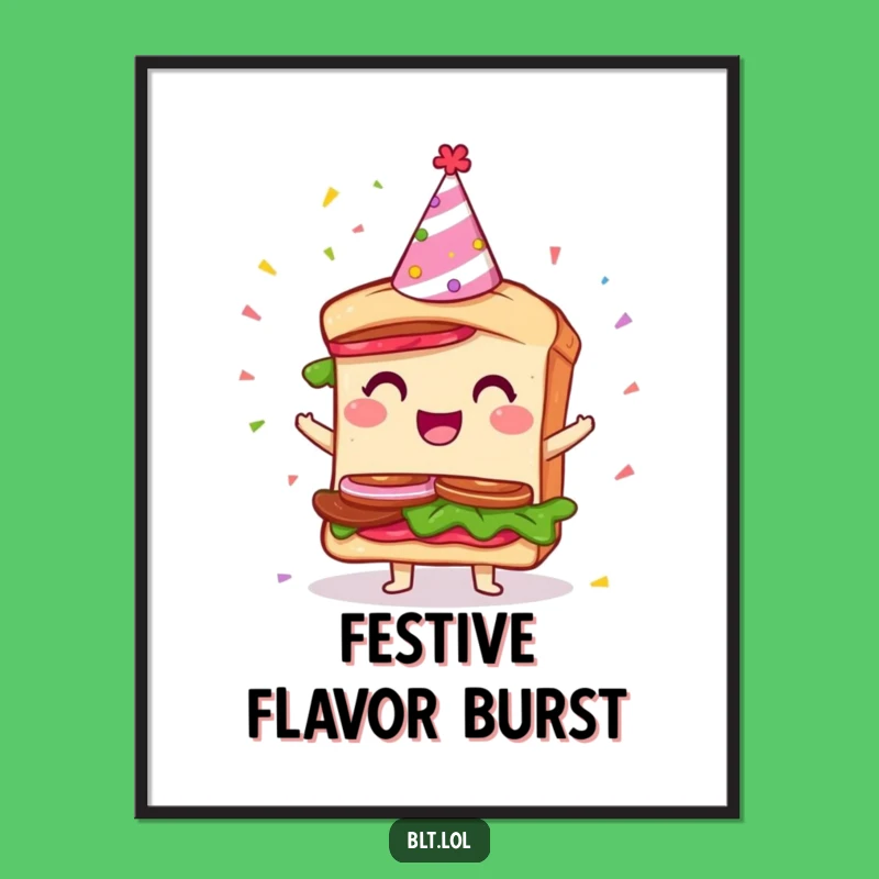 Funny Party BLT Sandwich Digital Art: Confetti Humor, Gift Ready