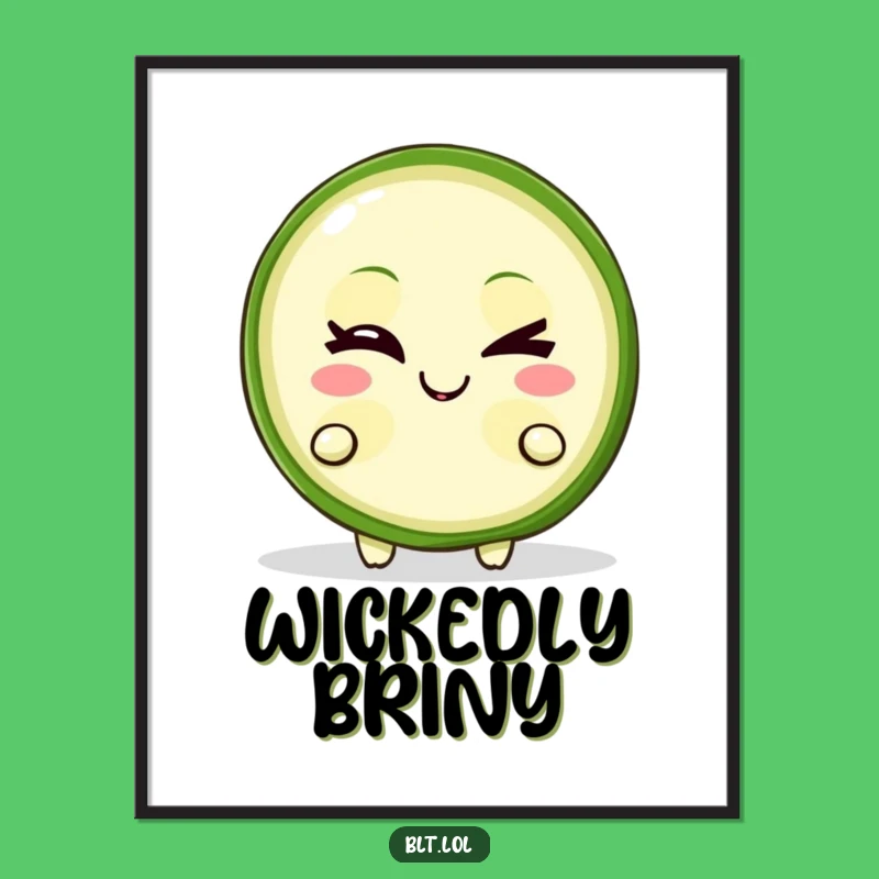 Funny Pickle Slice Digital Art Winking Mischievous Character Instant Foodie Gift