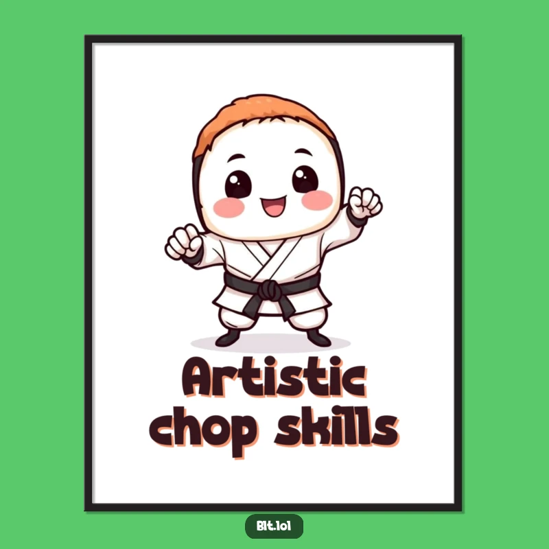 Funny Sushi Karate Chop Digital Art: Instant Hilarious Decor for Foodies