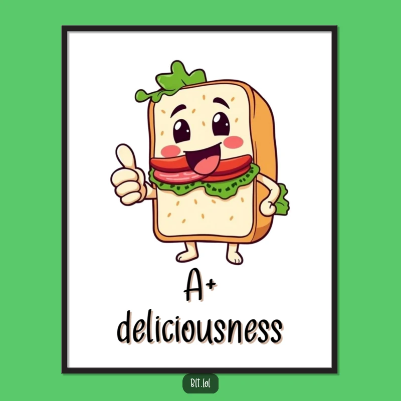 Funny Thumbs Up BLT Sandwich Digital Print - Instant Positive Wall Art