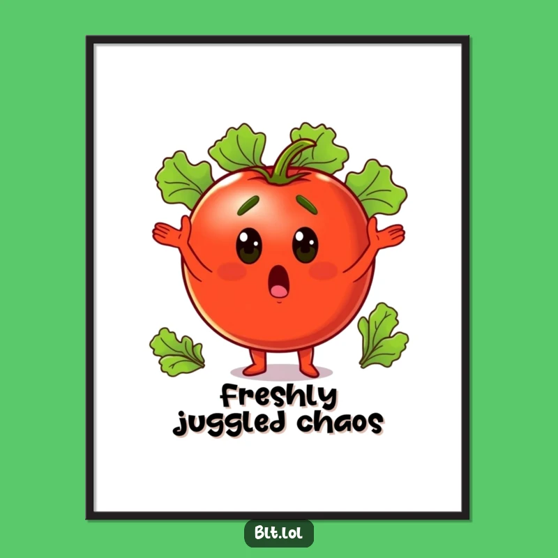 Funny Tomato Juggling Digital Art: Instant Veggie Humor for Walls & Gifts