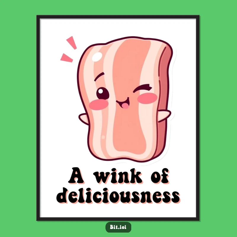 Funny Winking Bacon Digital Art - Sizzling Breakfast Printable for Playful Decor