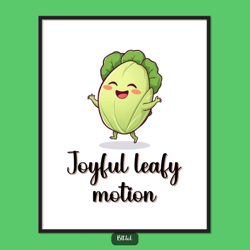 Funny Lettuce Dance Digital Art: Instant Whimsical Decor for Foodies