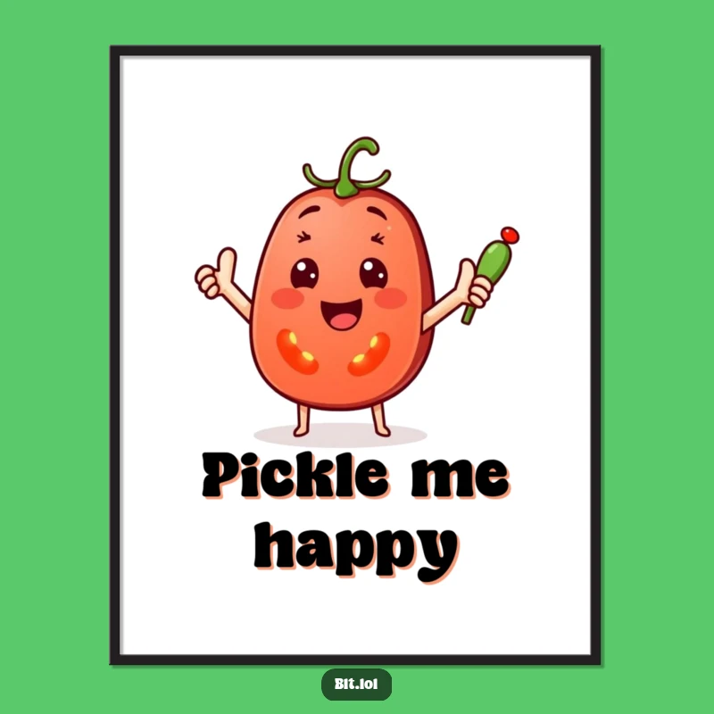 Funny Tomato Pickle Digital Art: Printable Veggie Cheer, Perfect for Framing, Great Funny Gift!